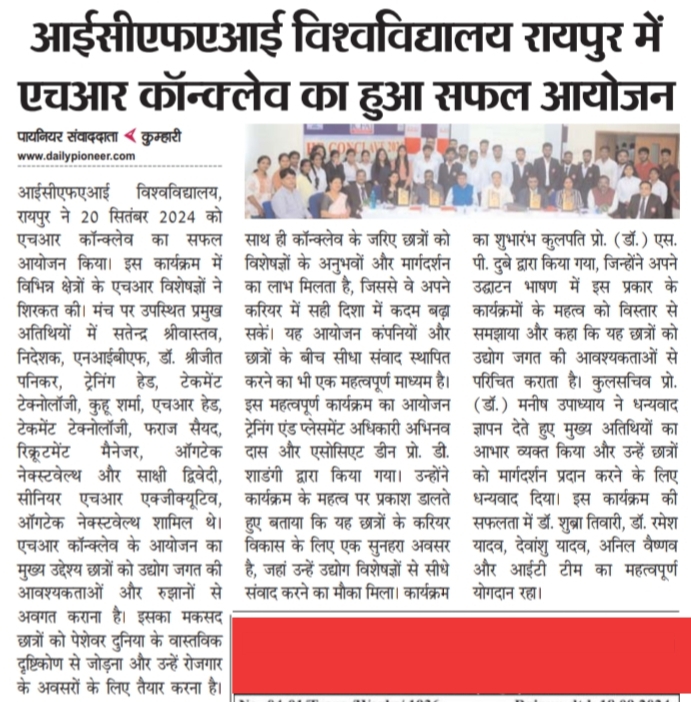HR Conclave was successfully organized at ICFAI University Raipur